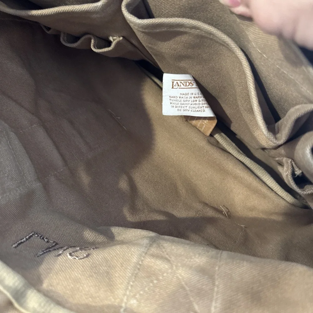 Vtg Lands' End Square Rigger Tan Canvas Messenger Bag Briefcase Ivy USA Made Org